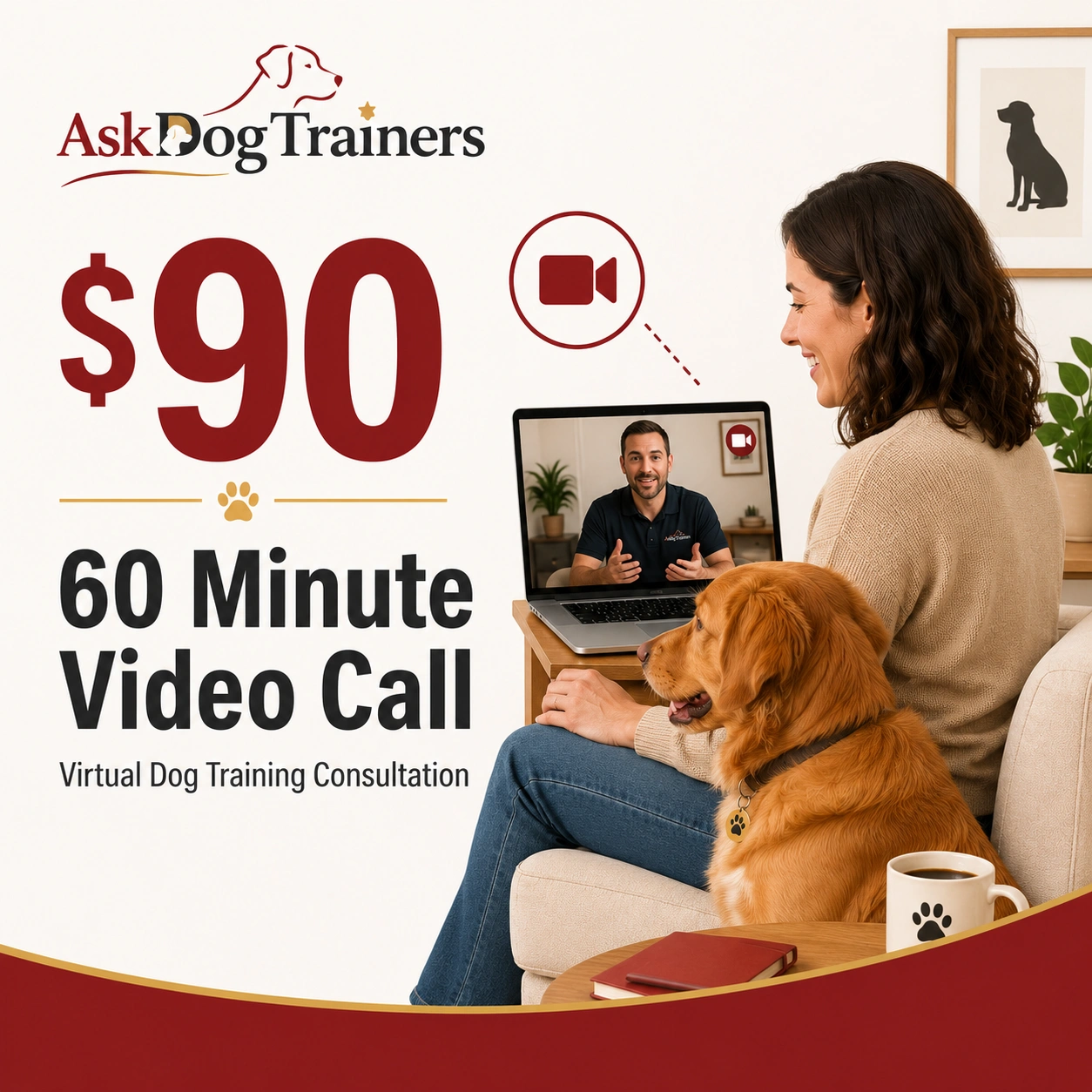 60 minute video call virtual dog training consultation