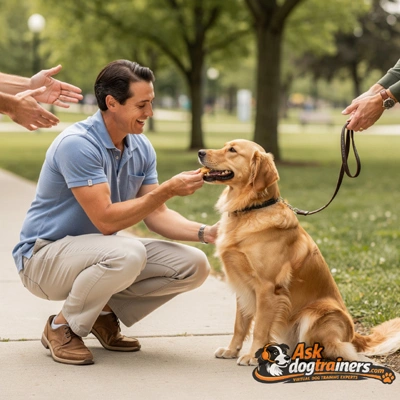 Dog jumping on people